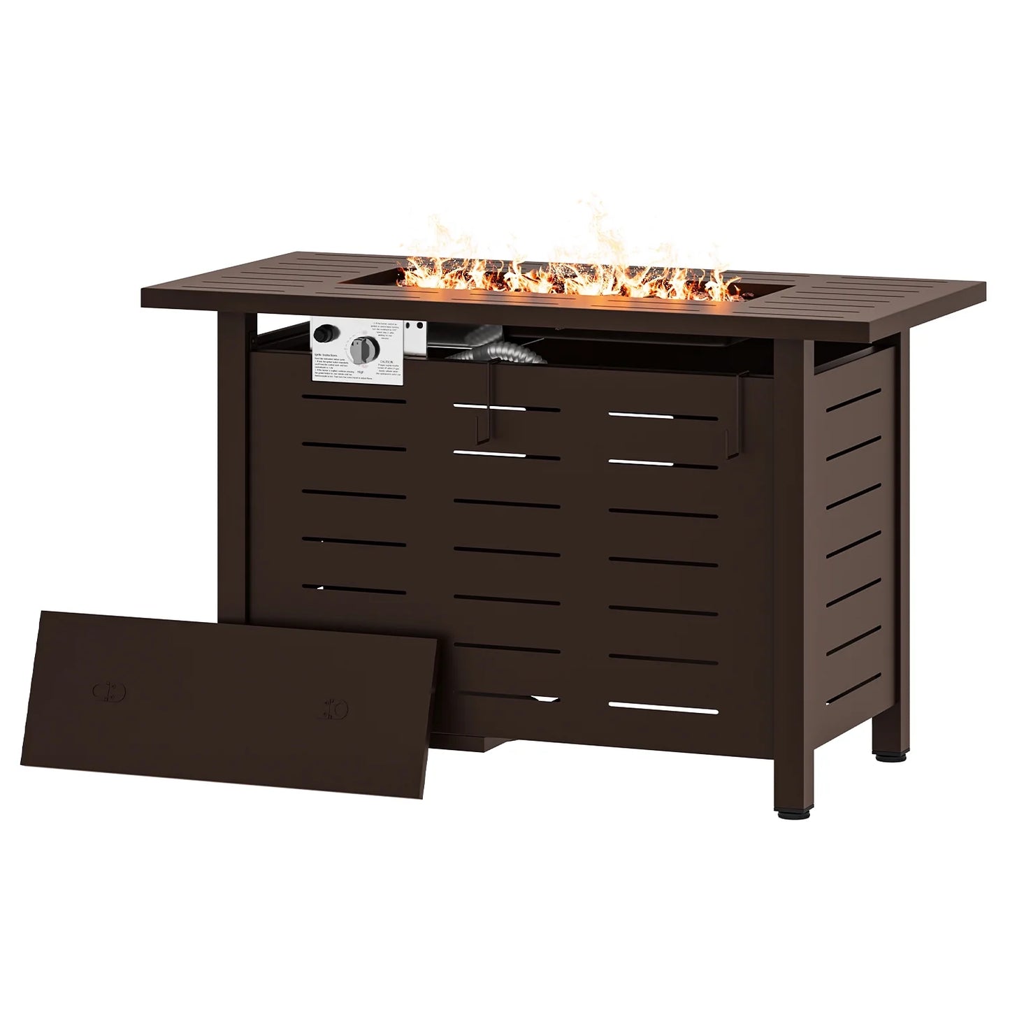 Clouddwell 40" Black Propane Fire Pit Table, 50,000 BTU Outdoor Gas Firepit with Lava Rocks, Removable Lid & Waterproof Cover for Patio Brown