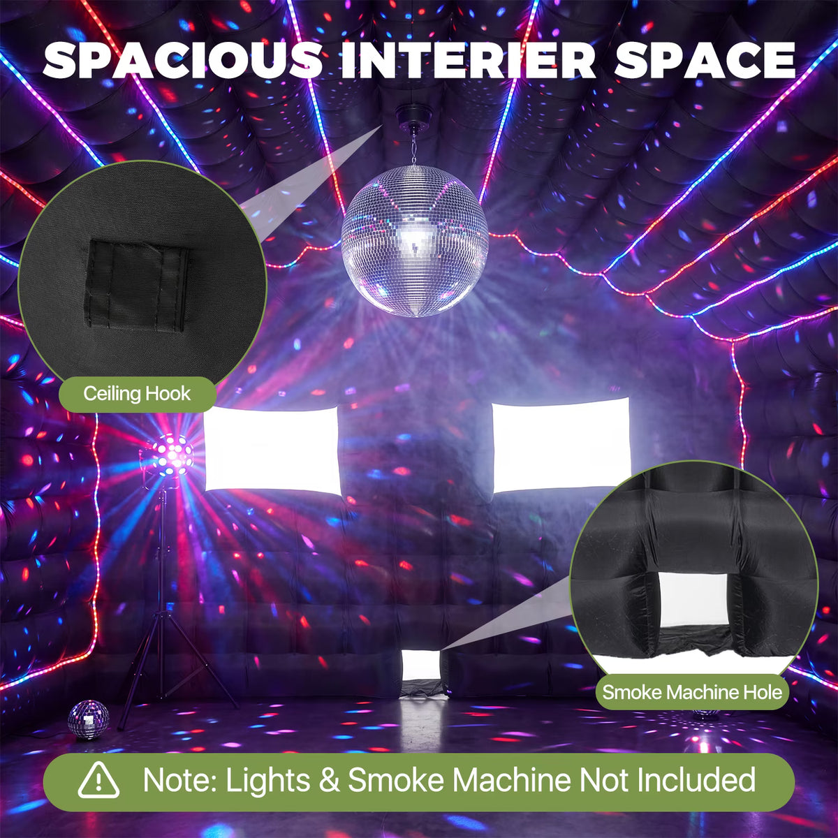 Dateyes 20X16 FT Inflatable Night Club, Large Inflatable Party Tent with 950W Hight Power Blower, Outdoor Nightclub for Adults, Black