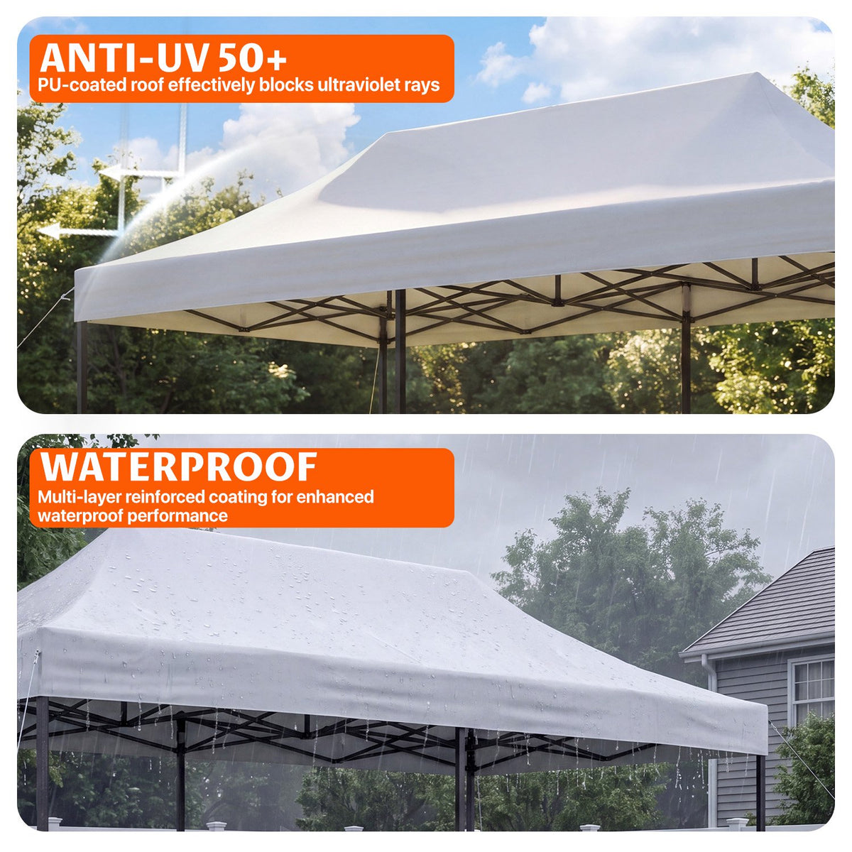 Dateyes 10x20FT Heavy Duty Pop Up Canopy Tent, Waterproof All Season Instant Tent for Outdoor Weddings & Party, Portable Event Tent with Roller Bag, White