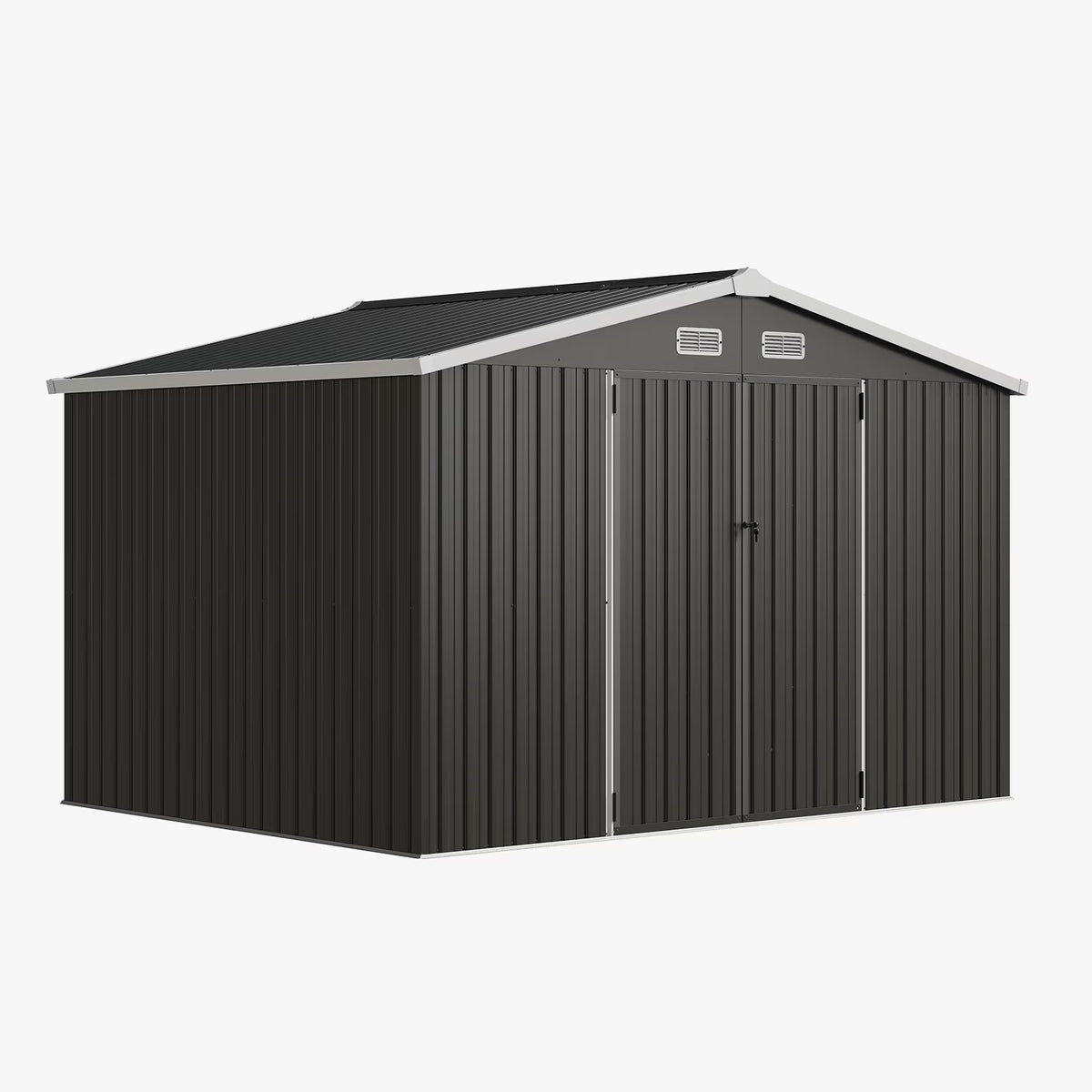 LazySunsets 10 x 8FT Shed Outdoor Storage Shed with Double Door, Large Metal Shed with Lockable Door & Sloped Roof for Garden, Backyard, Patio and Backyard, Black