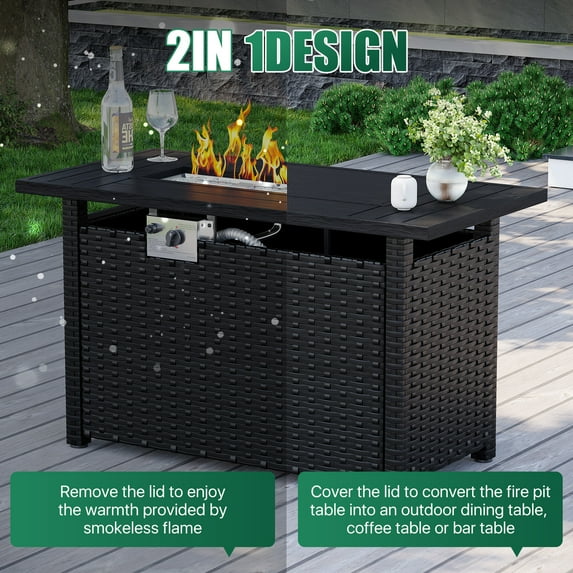 Clouddwell 12-Piece Patio Furniture Set With Fire Table On Sale, Black Rattan Wicker Outdoor Sectional Sofa Couch with Table Patio Conversation Set for Lawn& Backyard,Beige