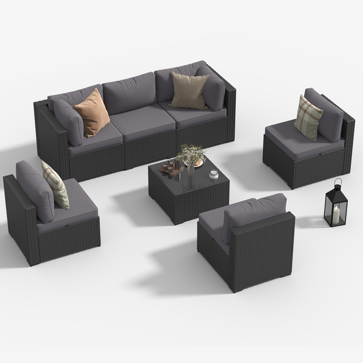 Clouddwell 7 Pieces Patio Furniture Set, All-Weather Wicker Rattan Patio Sectional Sofa Set with Coffee Table (Dark Gray) 4 out of 5 stars (4.0) | 48 ratings