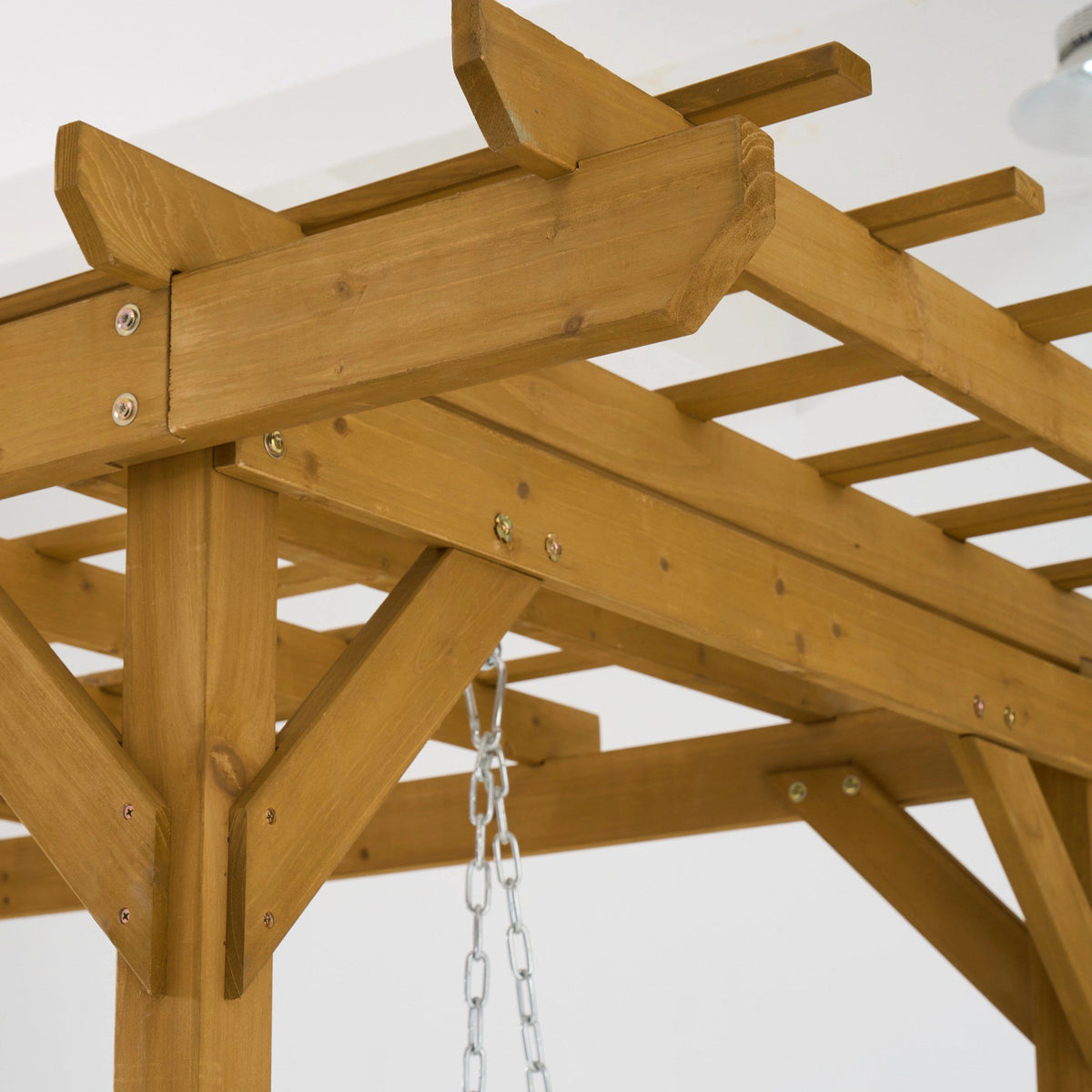 Clouddwell Cedar Wood Outdoor Pergola Swing Bench with Lattice Trellis, 8 ft x 5 ft, 2-Seat Hanging Porch Swing with Chains, Weather-Resistant, 600 lb Weight Capacity for Deck, Patio, Garden