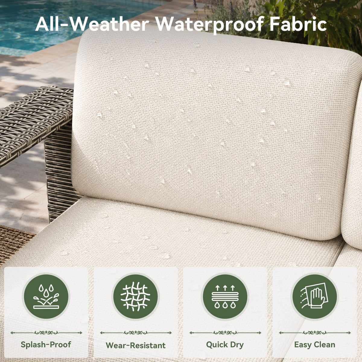 Clouddwell 6 Pieces Wicker Patio Furniture Set, Wicker Outdoor Sectional Sofa with 10 Inches Thick Cushions,Beige