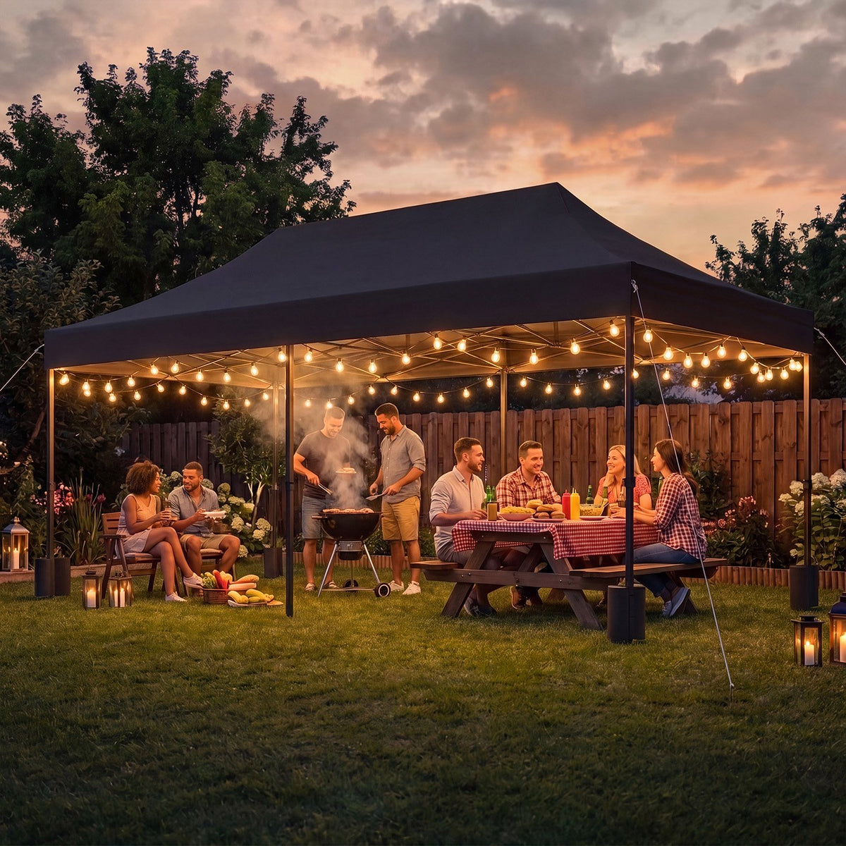 Dateyes 10x20FT Heavy Duty Pop Up Canopy Tent, Waterproof All Season Instant Tent for Outdoor Weddings & Party, Portable Event Tent with Roller Bag, Black