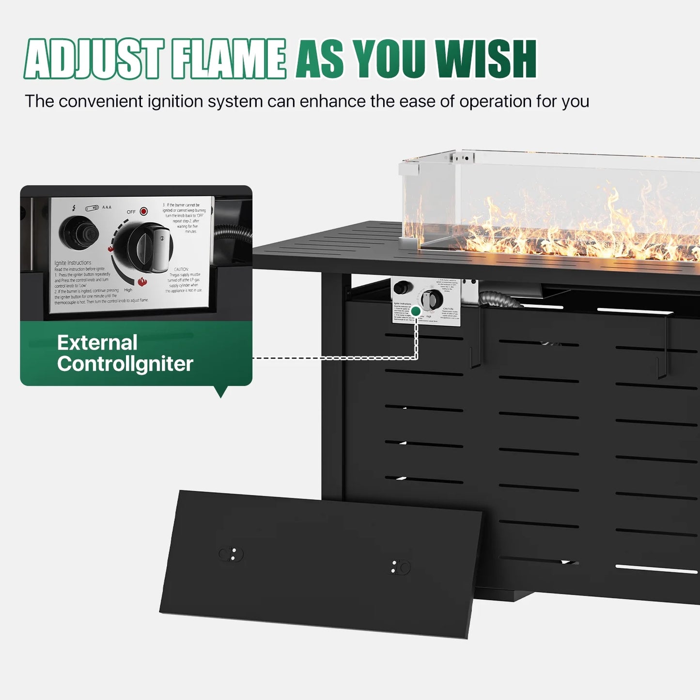 Clouddwell 44" Black Propane Fire Pit Table, 50,000 BTU Outdoor Gas Firepit with Lava Rocks, Removable Lid & Waterproof Cover for Patio Black