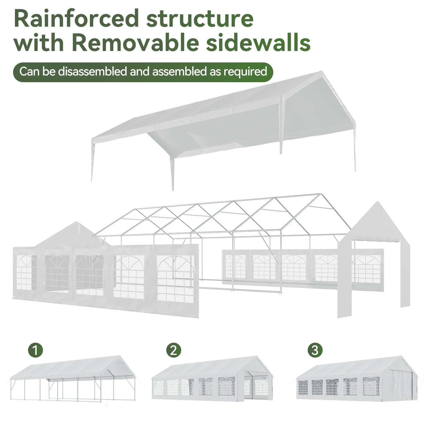 Sunmthink Wedding & Event Tent, 32x16 FT White Canopy with Removable Sidewalls, Waterproof Party Tent for Outdoor Gatherings, BBQ, Birthday, Camping