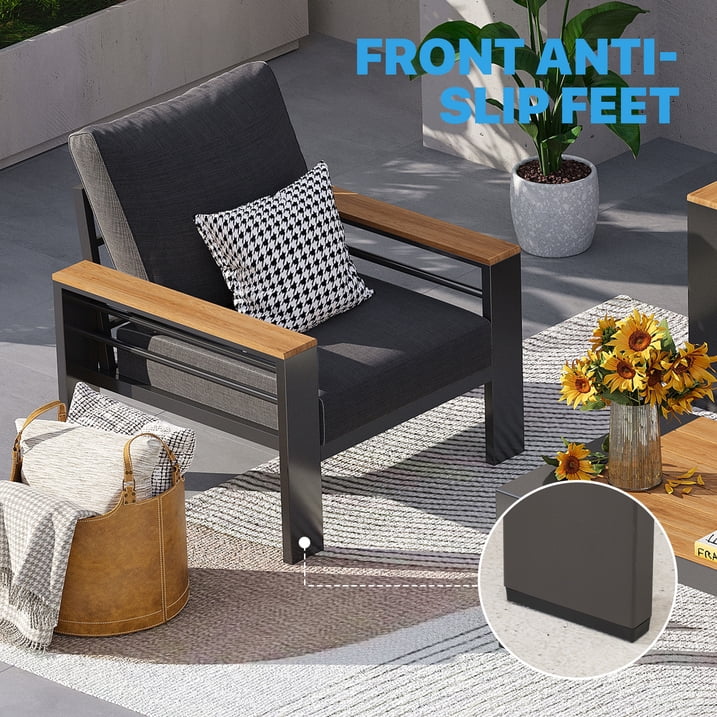 7-Seats Outdoor Patio Sectional Set with Coffee Table & Cushions - Aluminum Furniture for Terrace/Garden/Poolside (Gray)