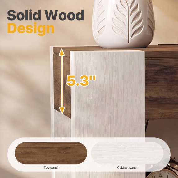 Sonergra Farmhouse End Table with Charging Station, 23” Modern Nightstand Side Table with Drawer and Open Storage, Wood Accent Sofa Side Table for Bedroom Living Room,White