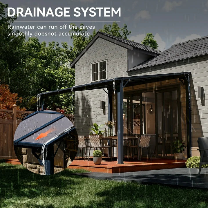 Sunmthink Outdoor Hardtop Gazebo for Patio 10' x 12', Wall-Mounted Lean to Gazebo Pergola with Roof