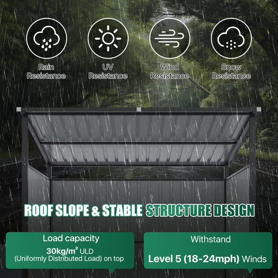 Clouddwell 6' x 6' Shed, Hardtop Grill Gazebo with Shed-Style Storage, Outdoor Metal Pergola, Lean to BBQ Shelter for Patio, Deck