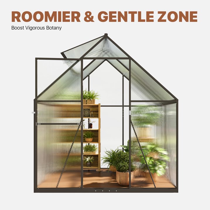 Clouddwell 4x6 FT Outdoor Greenhouse - Polycarbonate Panels & Sturdy Aluminum Frame