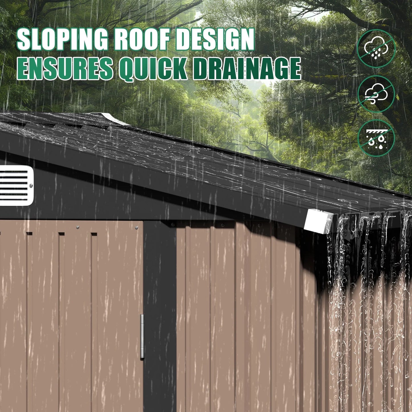 Clouddwell 6 ft. x 4 ft. Outdoor Storage Shed, Metal Garden Shed with Lockable Doors & Sloped Roof for Backyard, Patio, Poolside