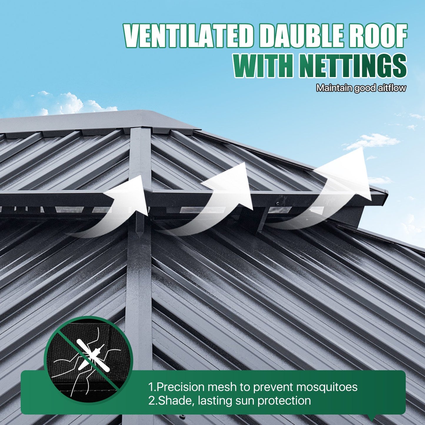 Clouddwell 12' x 14' Gazebo for Patio, Gazebo Pergola with Sloped Roof, Large Wall-Mounted Heavy Duty Awnings, for Deck, Patio and Backyard