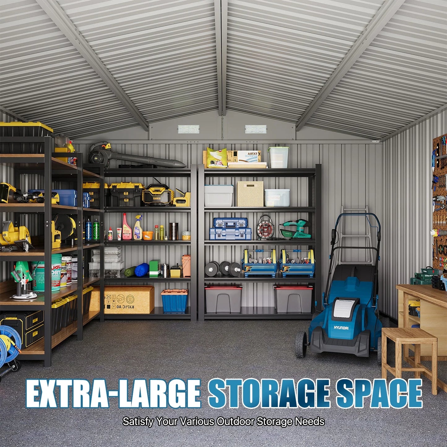 Clouddwell 10 x 12FT Shed Outdoor Storage Shed with Double Hinged Large Door, Large Metal Shed with Lockable Door & Sloped Roof for Garden, Backyard, Patio and Backyard, Black